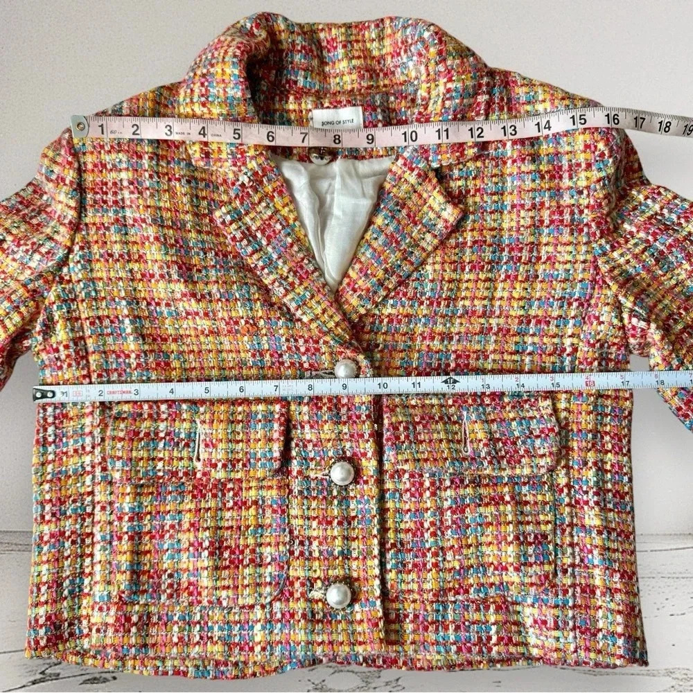 SONG OF STYLE Two pc Sets Sophia Jacket & Lyric Top Rainbow Multi Tweed Size XS - Picture 5 of 17